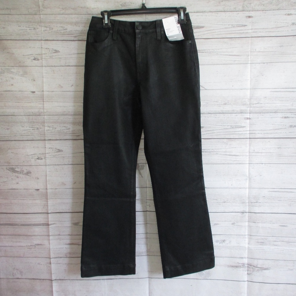 NWT - NINE WEST black leather-feel Kick Flare jeans - sz 8 - MSRP $50.00